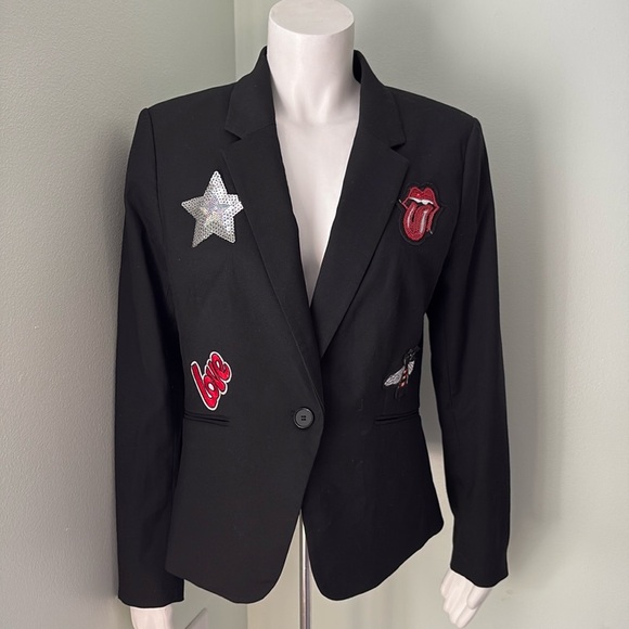 SOJARA Patch Embellished Black Blazer - Picture 1 of 5